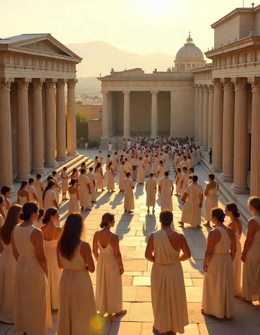 Ancient Athenian Agora where citizens gathered for democratic participation