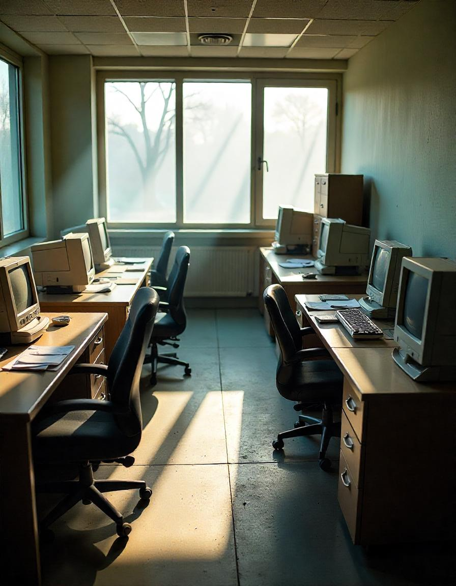 Empty government office with scattered papers representing bureaucratic dysfunction